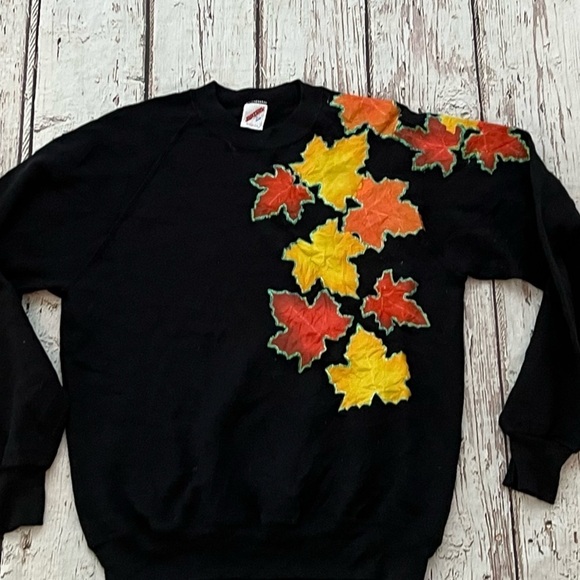 Vintage 1980s Fall Foilage Pullover Jumper Crewneck Sweatshirt - Picture 3 of 6